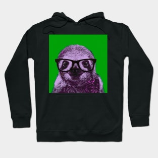 Geek Sloth in Green Background - Print / Home Decor / Wall Art / Poster / Gift / Birthday / Sloth Lover Gift / Animal print Canvas Print Hoodie